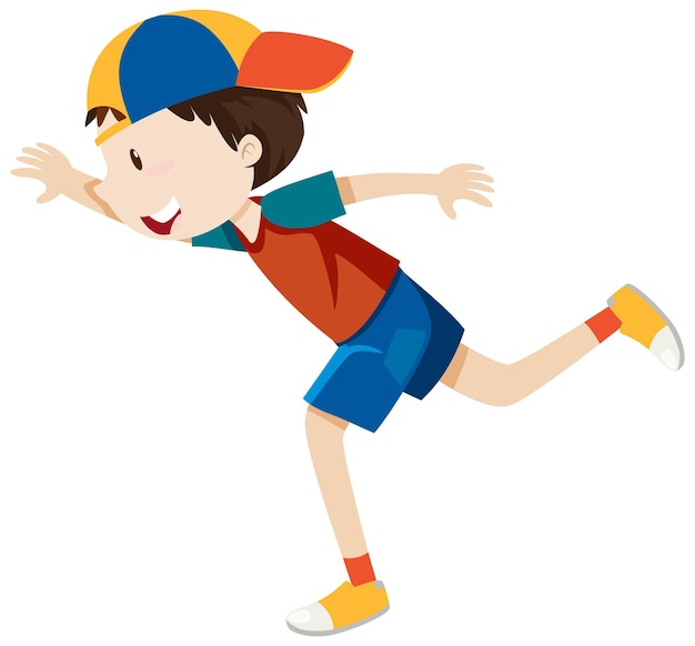Personagem de desenho animado simples de menino ativo