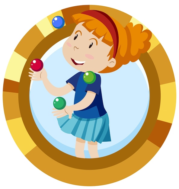 Vetor grátis personagem de desenho animado simples de uma garota fazendo malabarismo com bolas