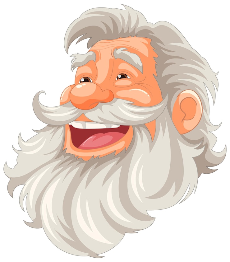 Vetor grátis personagem de desenho animado sorridente de um velho com barba e bigode