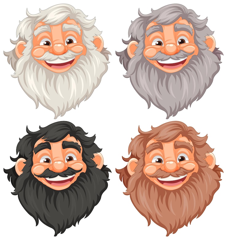 Vetor grátis personagem de desenho animado sorridente de um velho com barba e bigode