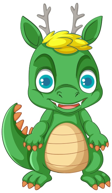 Personagem de dinossauro de desenho animado feliz sorrindo