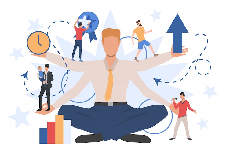 Vetor grátis personagem de empresário mostrando diferentes papéis sociais