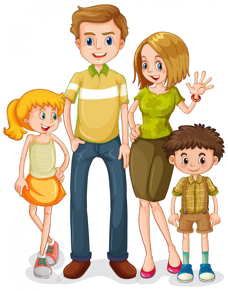 Vetor grátis personagem de família feliz em fundo branco