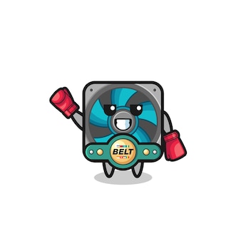 Personagem de mascote boxer fã de computador