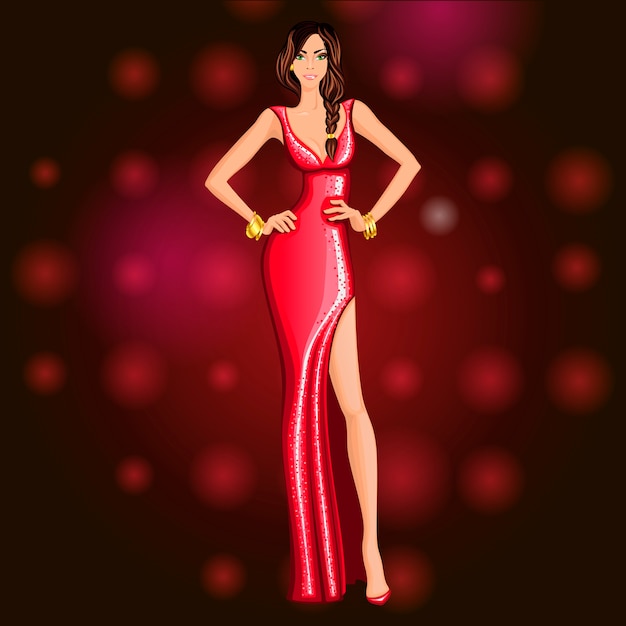 Personagem de menina de festa dançando glamourosa