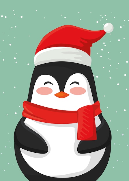 Personagem de pinguim fofo feliz natal