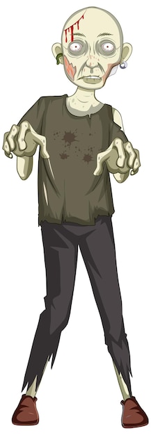 Vetor grátis personagem de zumbi assustador em fundo branco