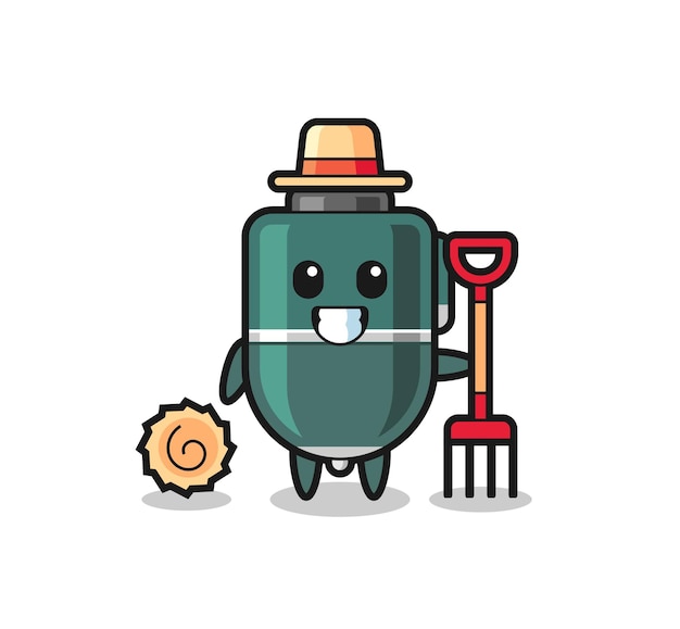 Personagem mascote de caneta esferográfica como agricultor, design bonito