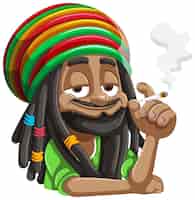 Vetor grátis personagem rastafari desfrutando de um cigarro