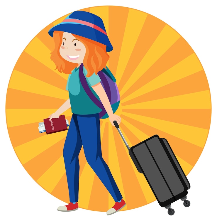 Vetor grátis personagem simples de garota turista