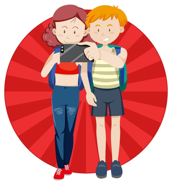 Personagem simples de turista de casal