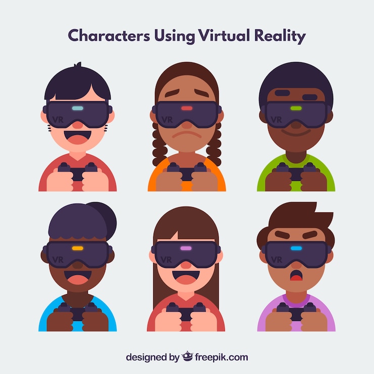 Vetor grátis personagens com óculos virtuais