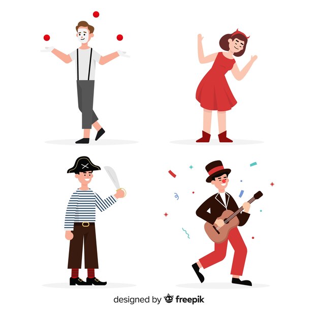 Personagens de carnaval vestindo trajes
