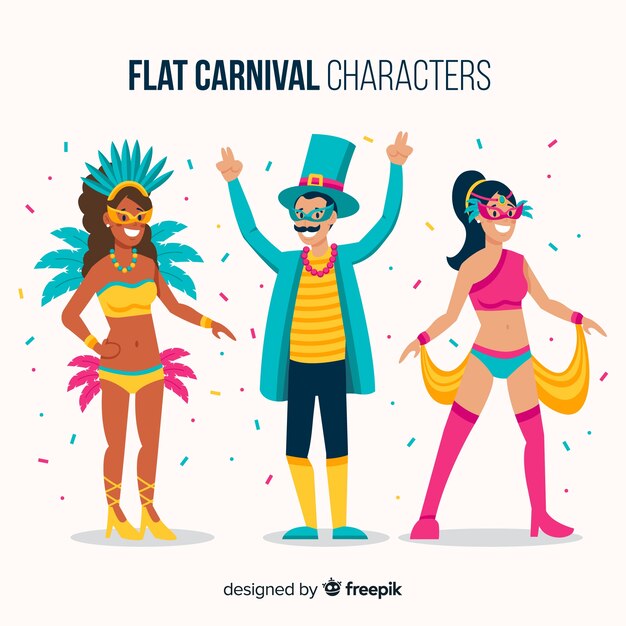 Personagens de carnaval vestindo trajes