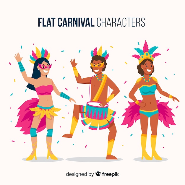 Personagens de carnaval vestindo trajes