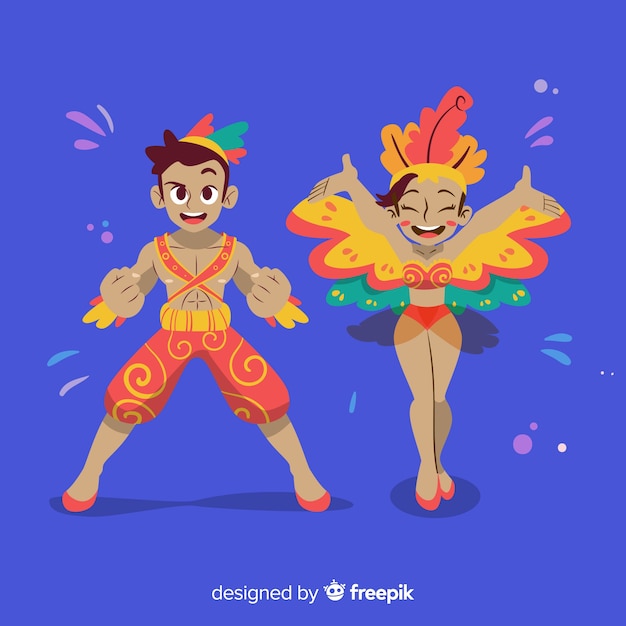 Personagens de carnaval vestindo trajes