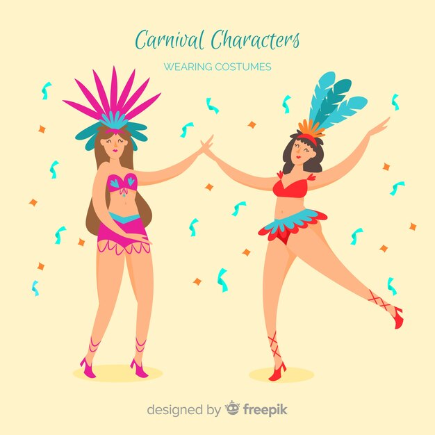 Personagens de carnaval vestindo trajes