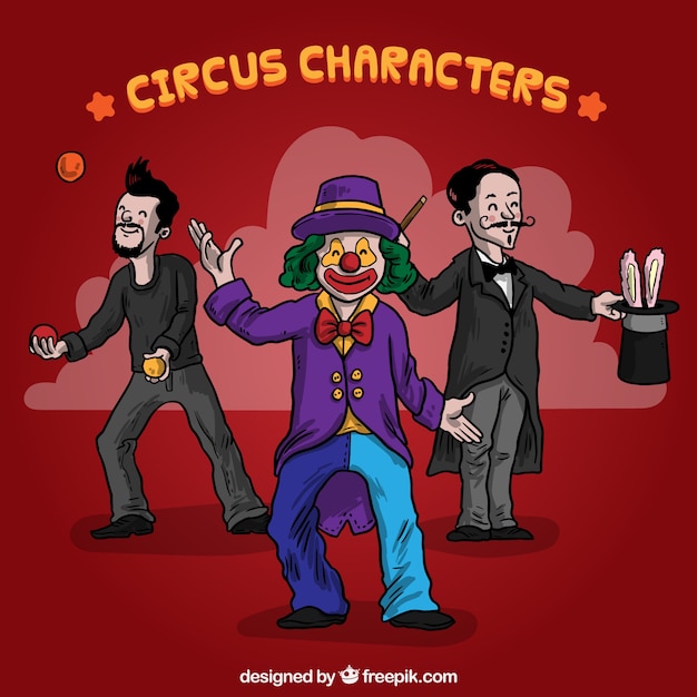 Vetor grátis personagens de circo ilustradas