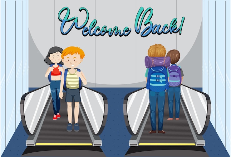 Vetor grátis personagens de desenhos animados de pessoas no aeroporto
