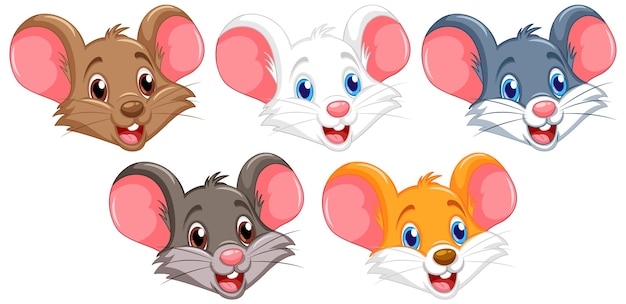 Vetor grátis personagens de desenhos animados de ratos bonitos