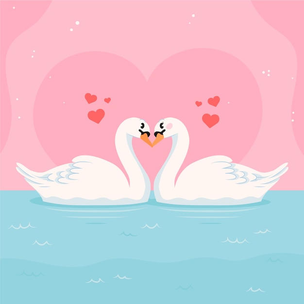 Personagens desenhados à mão em ilustração de desenho animado de amor