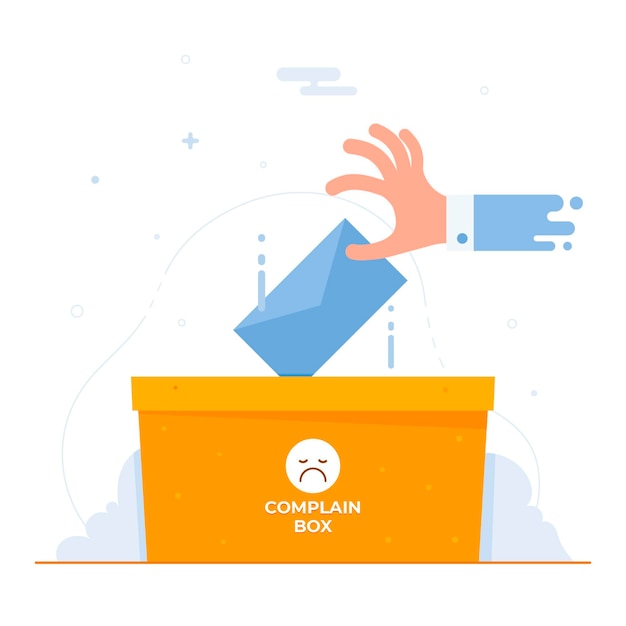 Vetor grátis pessoa de design plano fazendo uma reclamação