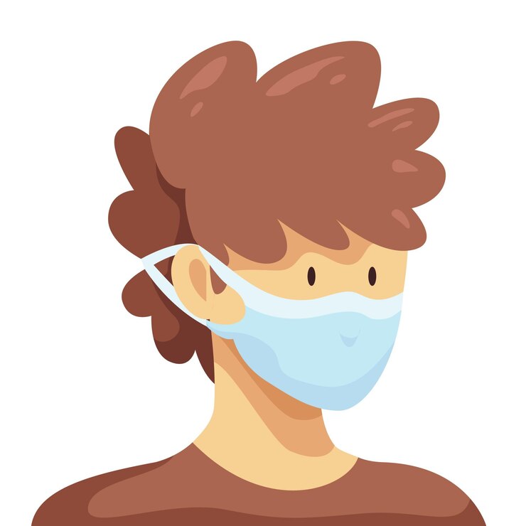 Vetor grátis pessoa desenhada usando máscara facial ajustável