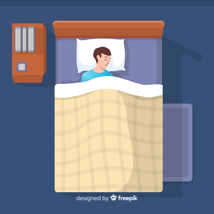 Vetor grátis pessoa, dormir, cama, fundo