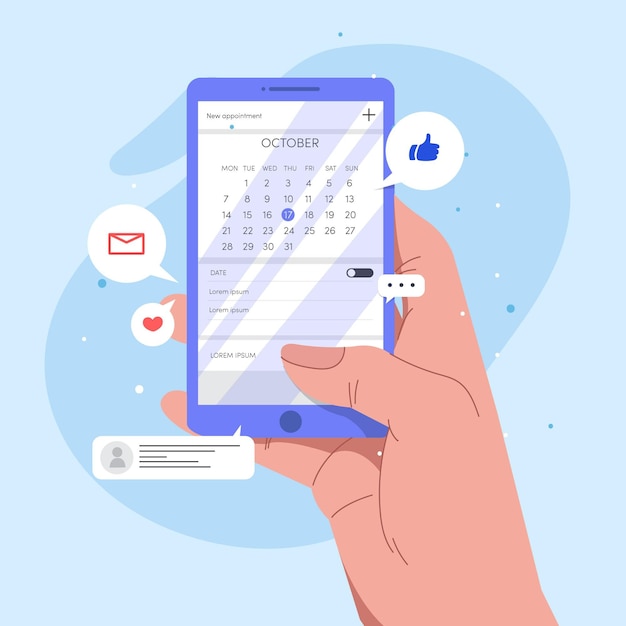 Vetor grátis pessoa que reserva um compromisso no smartphone