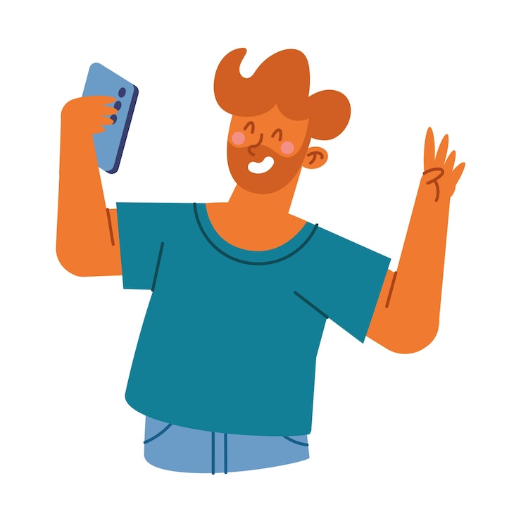 Vetor grátis pessoa usando ilustração de smartphone