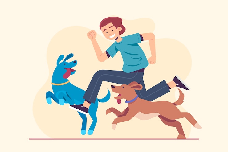 Vetor grátis pessoas a brincar com os seus animais de estimação
