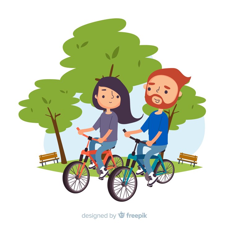 Vetor grátis pessoas andando de bicicleta no parque