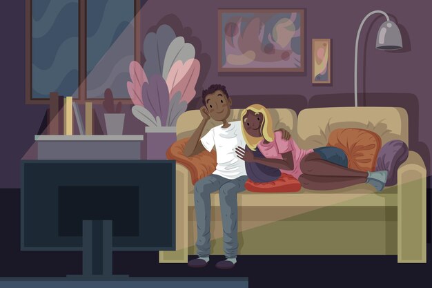 Pessoas assistindo a um filme em casa