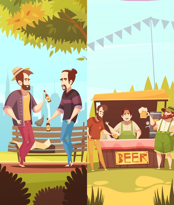 Vetor grátis pessoas bebendo banners verticais de cerveja