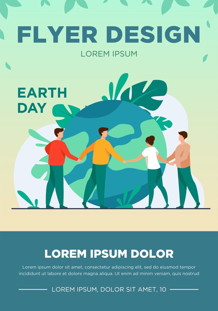 Vetor grátis pessoas caminhando ao redor do globo e segurando uns aos outros por ilustração vetorial plana de mãos. pessoas minúsculas salvando a ecologia mundial. grande planeta. conceito de preservação do meio ambiente e cuidado da natureza no dia da terra