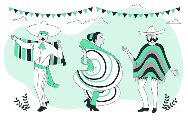 Pessoas celebrando a ilustração do conceito do cinco de mayo