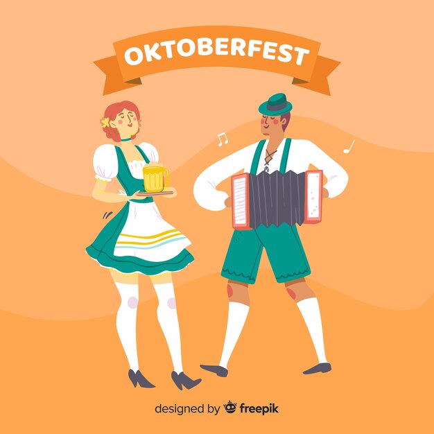 Pessoas celebrando o estilo dos desenhos animados de oktoberfest