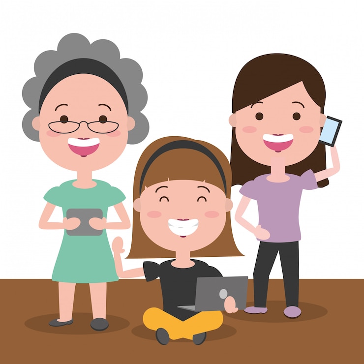 Vetor grátis pessoas com dispositivos de tecnologia