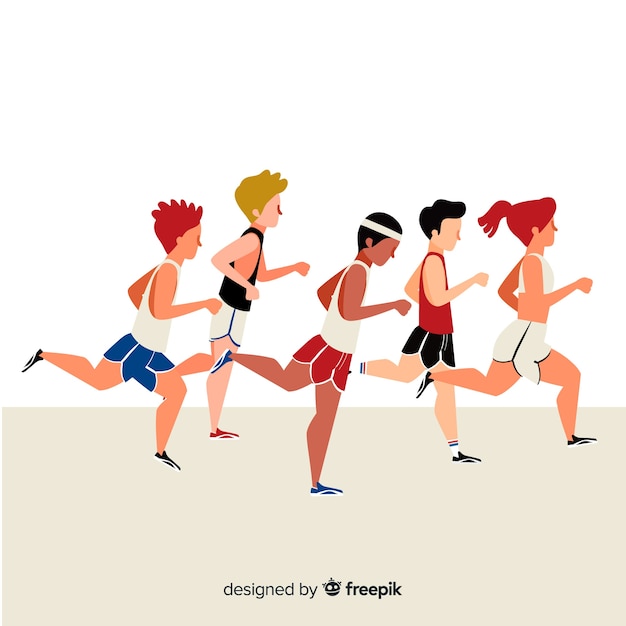 Vetor grátis pessoas correndo em uma maratona