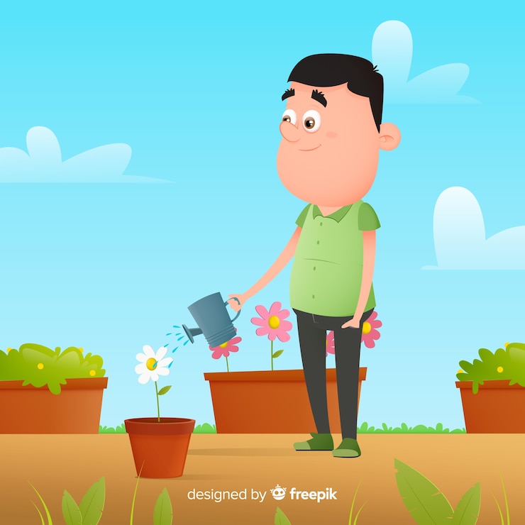 Vetor grátis pessoas cuidando de plantas