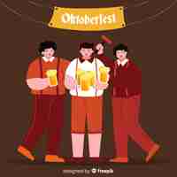 Vetor grátis pessoas de estilo dos desenhos animados celebrando oktoberfest