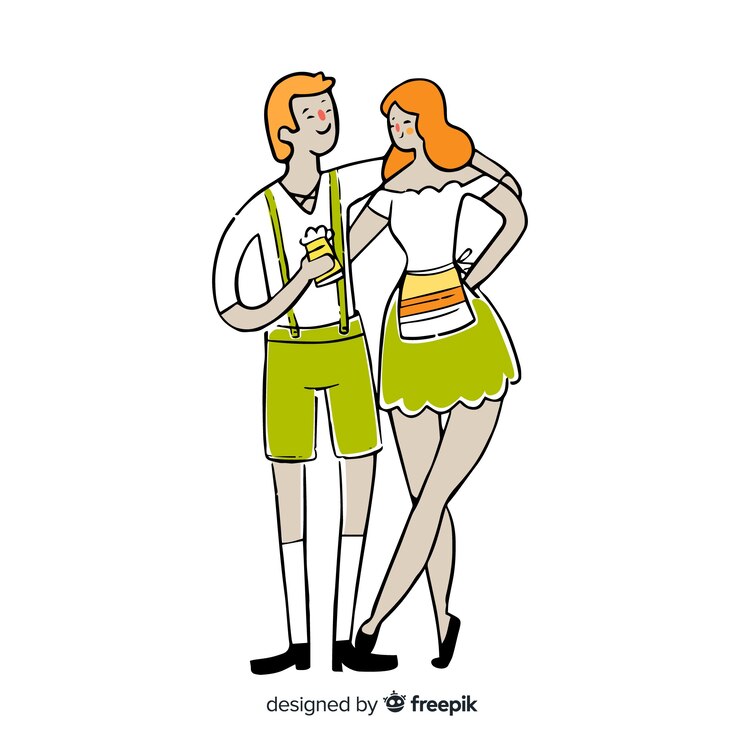 Vetor grátis pessoas de estilo dos desenhos animados celebrando oktoberfest