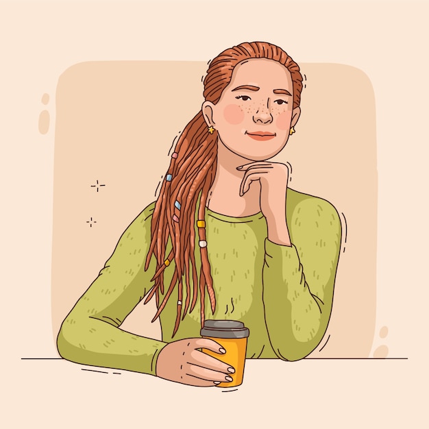 Pessoas desenhadas à mão com ilustração de dreadlocks