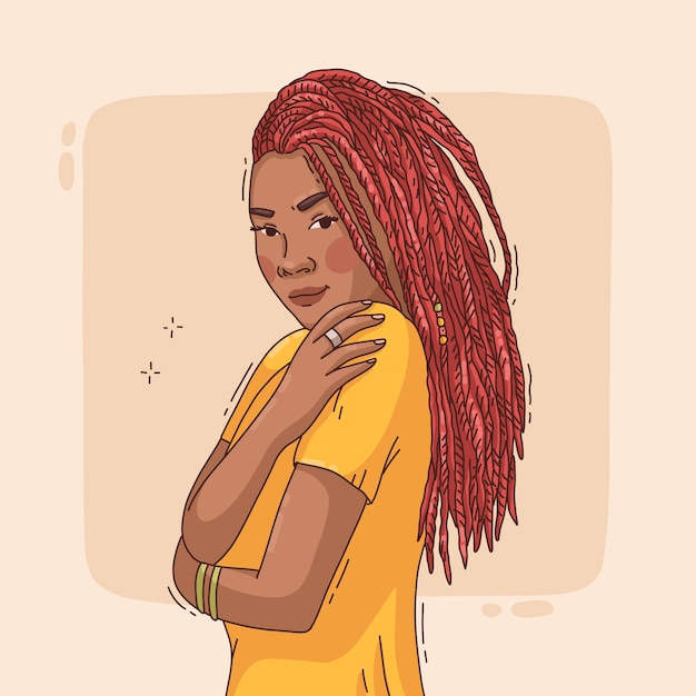 Vetor grátis pessoas desenhadas à mão com ilustração de dreadlocks