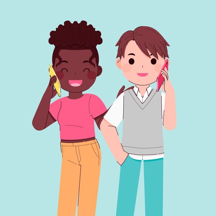 Vetor grátis pessoas desenhadas à mão falando na ilustração do telefone