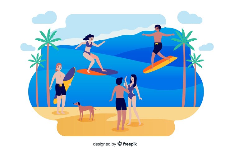 Vetor grátis pessoas, desfrutando, verão