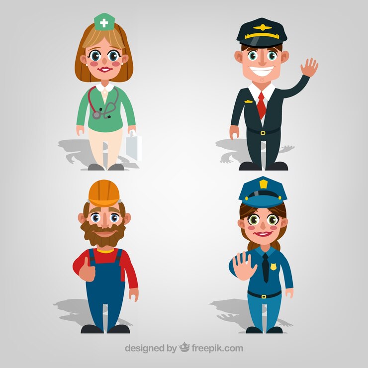 Vetor grátis pessoas dos desenhos animados com diferentes trabalhos