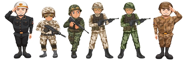 Vetor grátis pessoas em uniformes militares