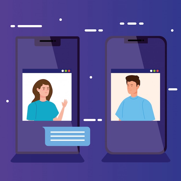 Vetor grátis pessoas em videoconferência no smartphone