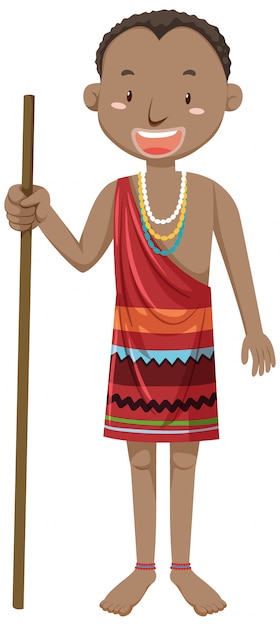 Vetor grátis pessoas étnicas de tribos africanas em um personagem de desenho animado com roupas tradicionais